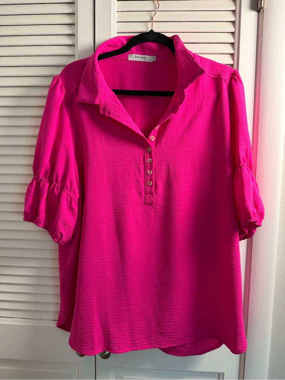 Relipop Women's Vibrant Pink Button-Front Shirt